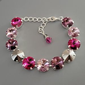 Austrian Crystal Tennis Bracelet in Shiny Silver